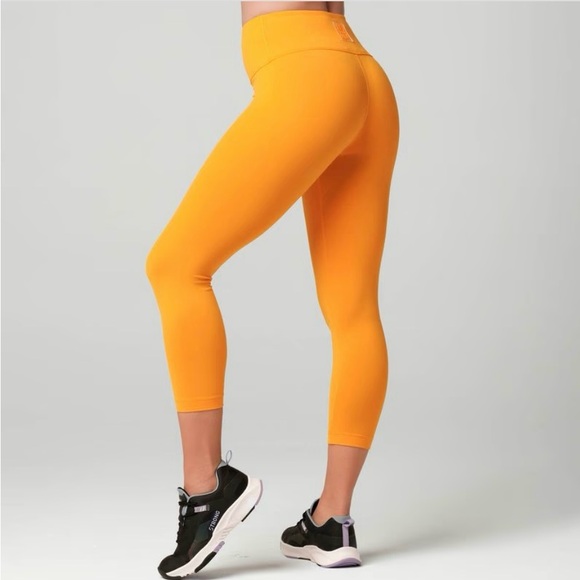 Women's Orange High-Waisted Leggings Bring Your Power High Waisted Crop Leggings - Picture 3 of 5